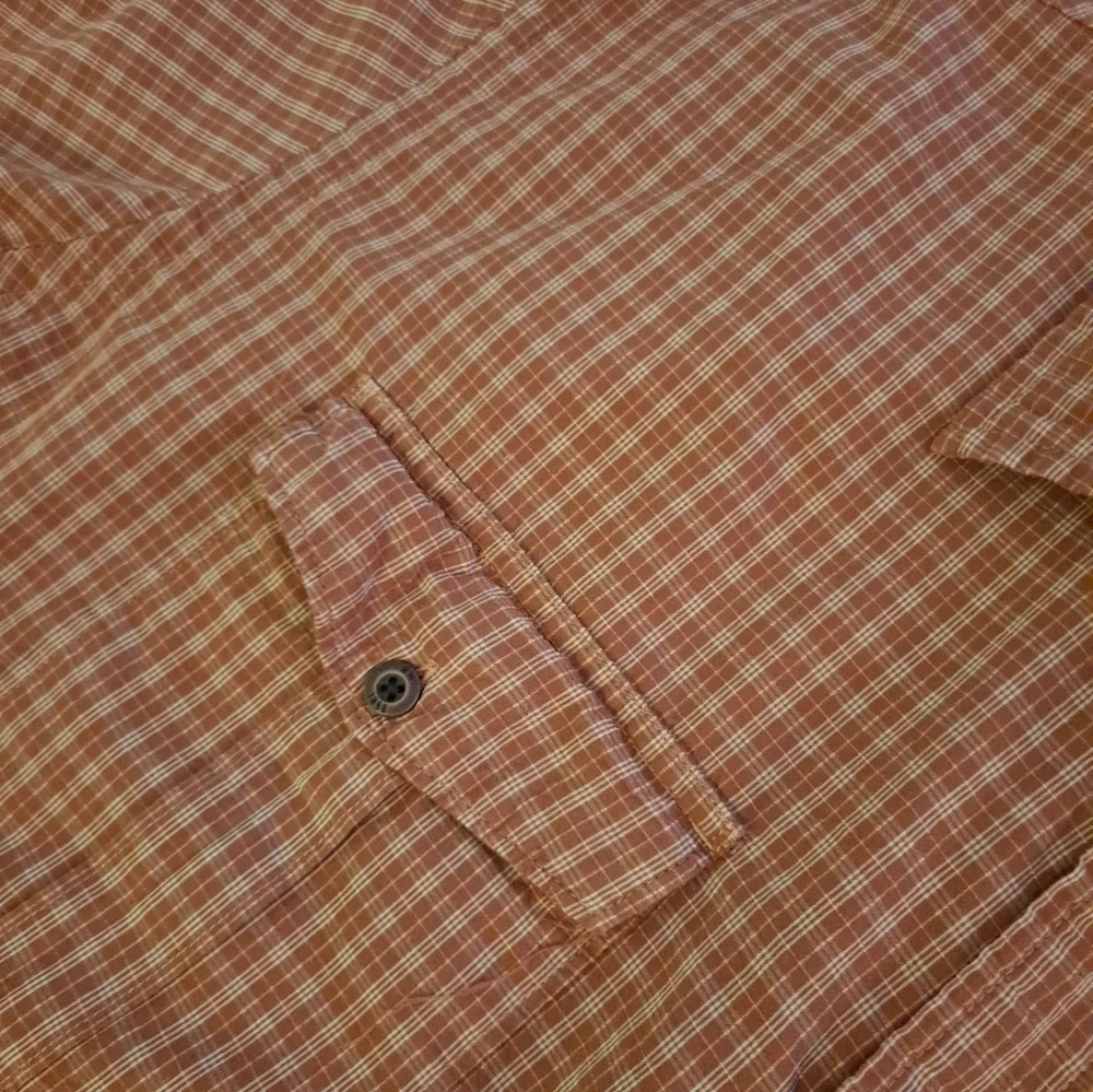 REDHEAD orange plaid short Sleeve button down flannel shirt, XL - Picture 3 of 3